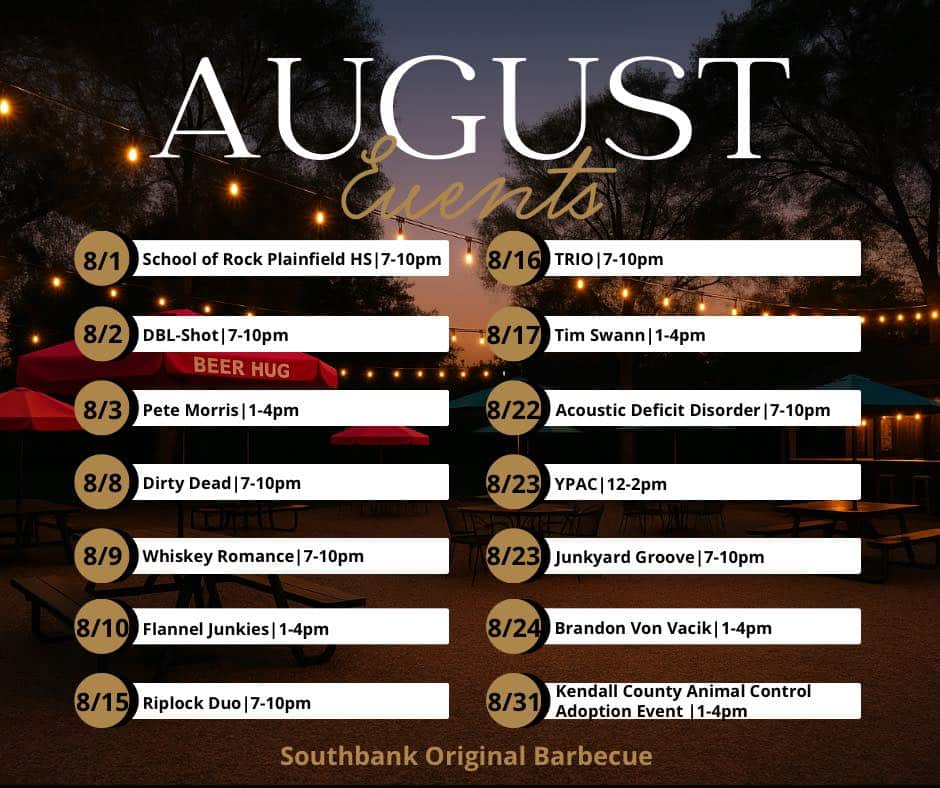 August Music Lineup for South Bank Original BBQ